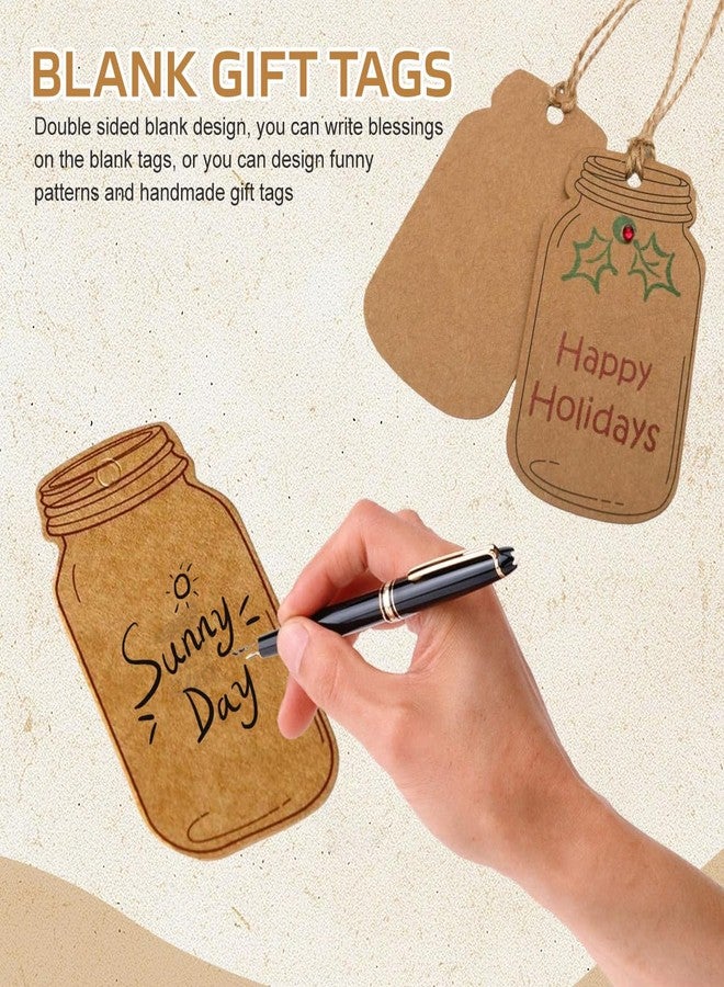 VANTOBEST 100Pcs 2.56 x 1.38 Inch Vintage Kraft Paper Gift Tags Blank Mason Jar Bottle Labels with Jute Twine for Wedding Party Favors and DIY Craft - Image 4